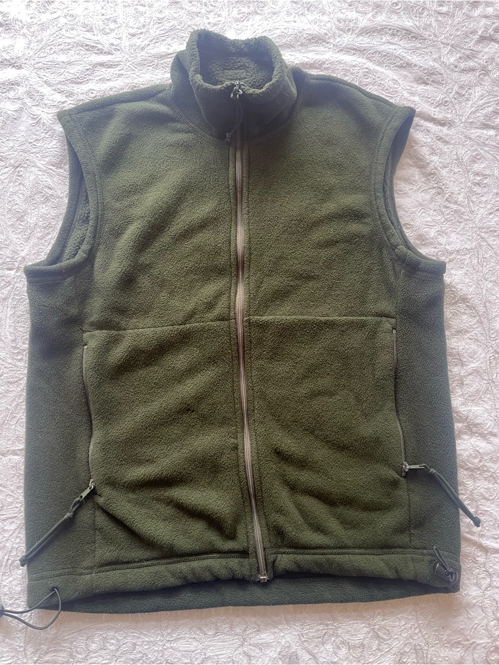 Vintage REI Olive Green Fleece Zip-Up Vest Sz S